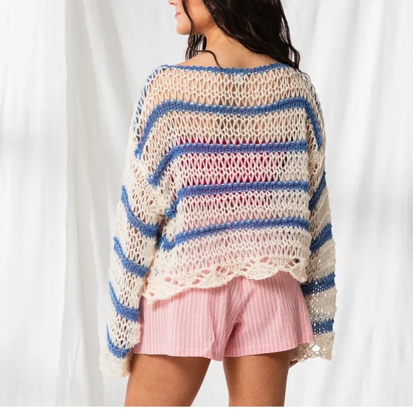 Striped Boatneck Cropped Sweater - Picture 4 of 6